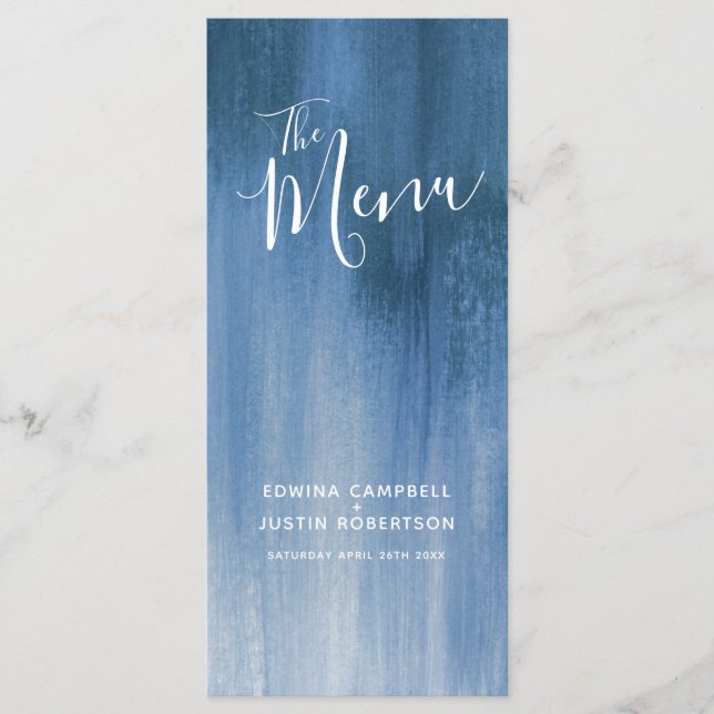 Porta menú de boda de arte graduado moderno gris a (Anverso)