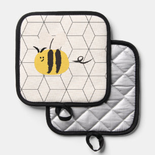 Porta Ollas Abeja voladora, lindo doodle