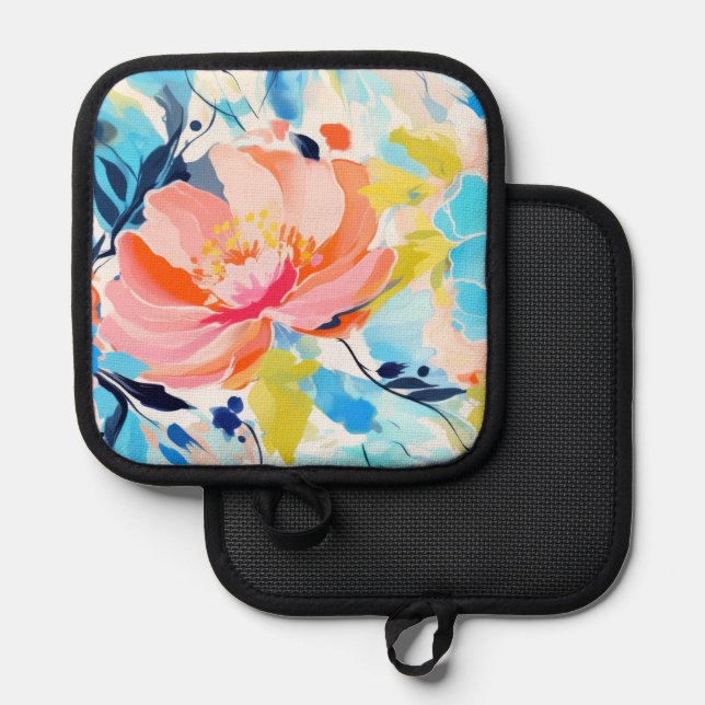 Porta Ollas Abstract floral pattern painting  (Anverso/Reverso)