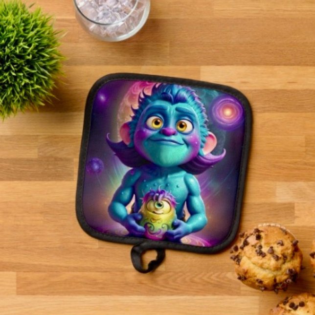 Porta Ollas Alienígena del espacio y amigo (Pot Holder Full rubber protection cover no slip silicon hanging loop. 
)