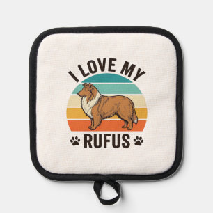 Porta Ollas Amo a mi Rufus Diseño de perro vintage_1