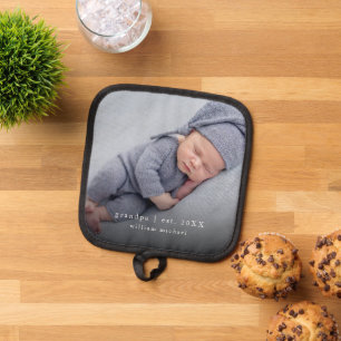 Porta Ollas Año del abuelo de la foto del bebé establecido