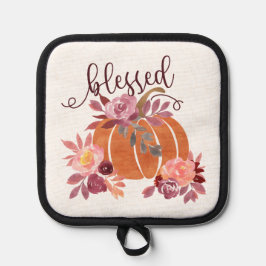 Porta Ollas Bendita - Calabaza de otoño con flores rosas