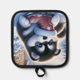 Porta Ollas Cachorro jugando con un arranque de invierno cubie