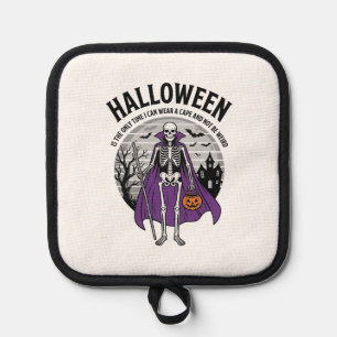 Porta Ollas Capa divertida de Halloween de esqueleto cita dise