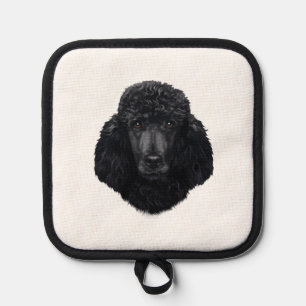 Porta Ollas Cara de perro caniche negro