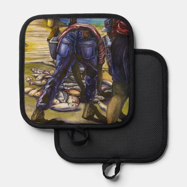 Porta Ollas Catch de la mañana, isla del puerto (Anverso/Reverso)