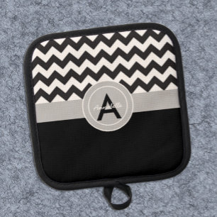 Porta Ollas Chevron Gris Negro