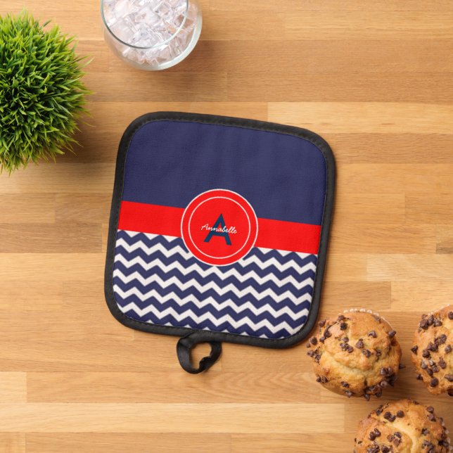 Porta Ollas Chevron rojo azul oscuro (De arriba hacia abajo)