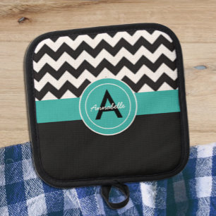 Porta Ollas Chevron Verde azulado negro