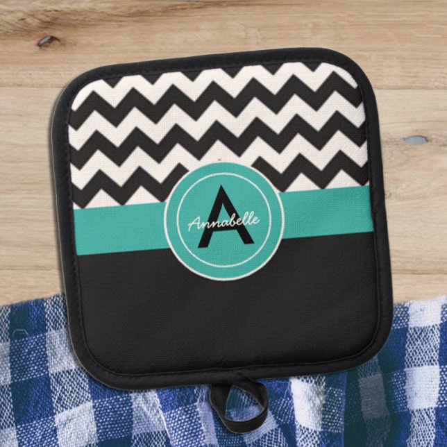 Porta Ollas Chevron Verde azulado negro (Subido por el creador)