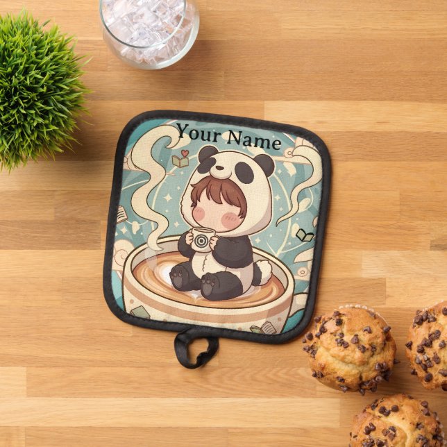 Porta Ollas Chibi Panda Brew Heat Resistant Oven Mitt (De arriba hacia abajo)