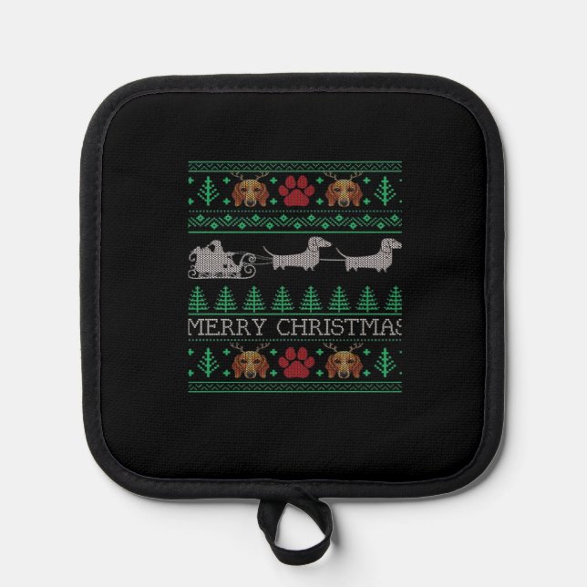 Porta Ollas Christmas Dachshund Wiener Dog Dachshund Ugly Chri (Anverso)