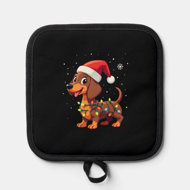 Porta Ollas Christmas Dog Dachshund Santa Xmas Wiener 3 (Anverso)