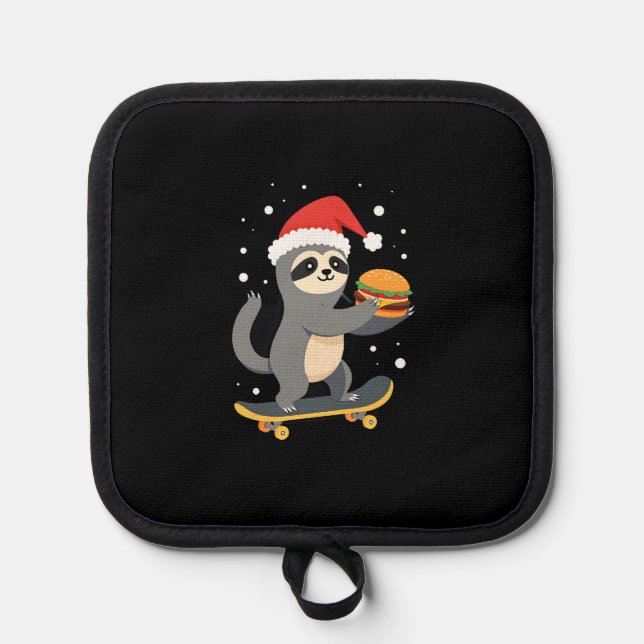 Porta Ollas CHRISTMAS SLOTH Funny Christmas Skateboard Sloth ( (Anverso)