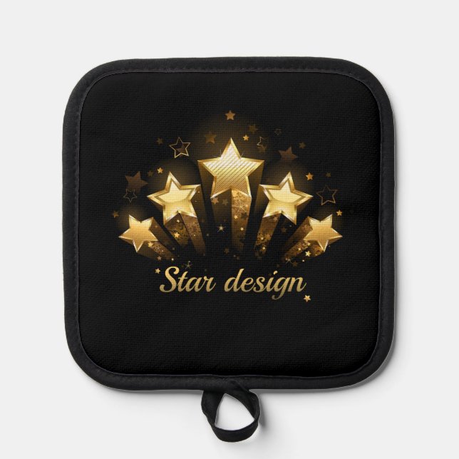 Porta Ollas Cinco estrellas de oro en negro (Anverso)