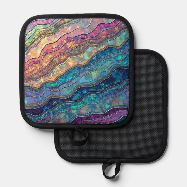 Porta Ollas Coloridas ondas de Abalone (Anverso/Reverso)