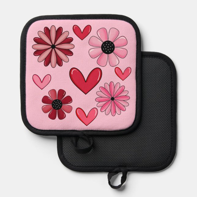 Porta Ollas Corazones y Flores (Anverso/Reverso)
