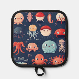 Porta Ollas Criaturas marinas, peces, accesorio de cocina, lin