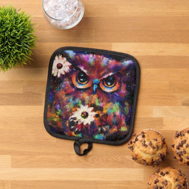 Porta Ollas Cuadros Impresionantes De Lechuza Floral (De arriba hacia abajo)