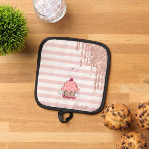 Porta Ollas Cupcake, Brillantes Goteos, Rayas
