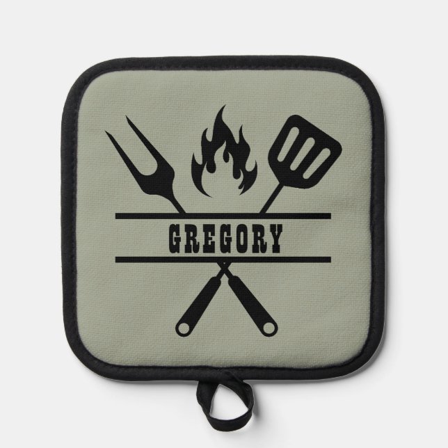 Porta Ollas Custom Sage Green Grilling Apron (Anverso)