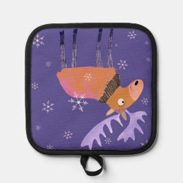 Porta Ollas Cute colorido invierno Moose Oven Mitt