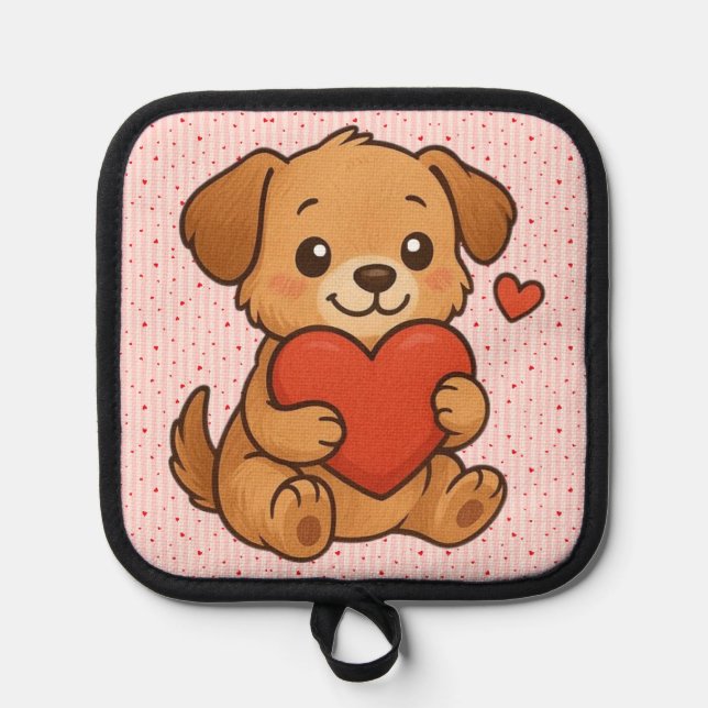 Porta Ollas Cute puppy/dog Valentine's day (Anverso)