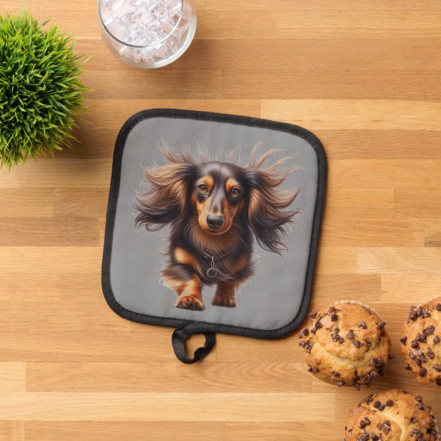 Porta Ollas Dachshund de pelo largo (De arriba hacia abajo)