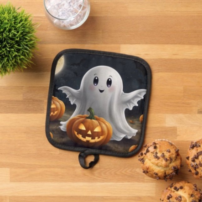 Porta Ollas Delicia espeluznante: Diversión fantasmal de Hallo (Pot Holder Full rubber protection cover no slip silicon hanging loop. )