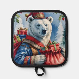 Porta Ollas Diseño de los Navidades Polar Bear Santa