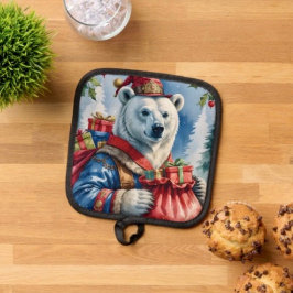 Porta Ollas Diseño de Navidad de oso polar Santa