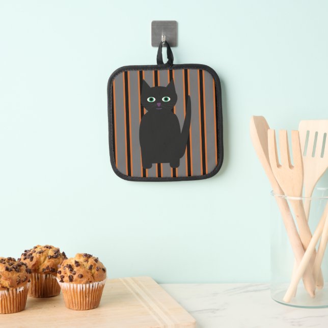 Porta Ollas Divertidos y divertidos gatos negros de Halloween (Insitu (colgante))