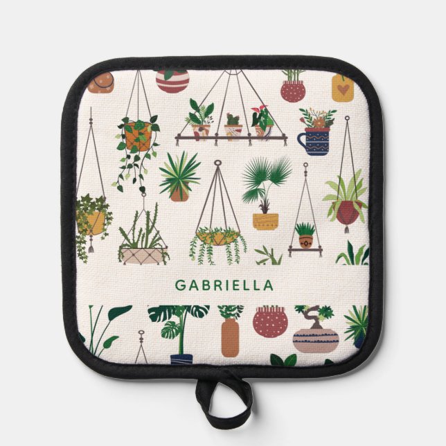 Porta Ollas El arte del Ilustracion Boho Plant Lady Personaliz (Anverso)