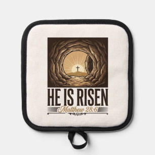 Porta Ollas Él ha resucitado Tumba de Pascua Cruz Camiseta cri
