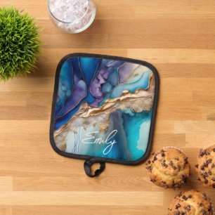 Porta Ollas Elegante y moderno nombre personalizado de mármol 