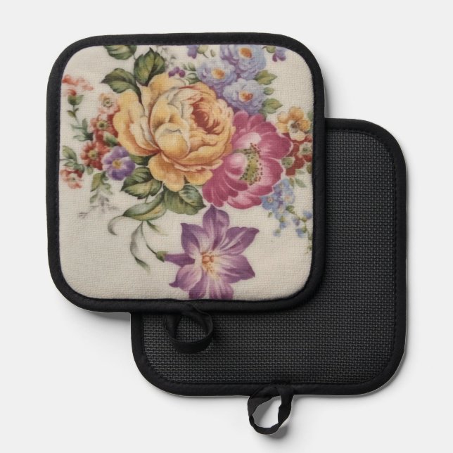 Porta Ollas Fantasía Floral  (Anverso/Reverso)