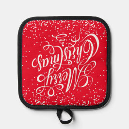 Porta Ollas Feliz Navidad Callgraphy Red White