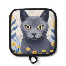 Flores amarillas de gato azul ruso