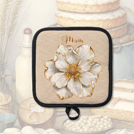 Porta Ollas Flores de borde dorado