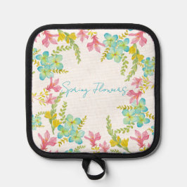 Porta Ollas Flores de primavera acuarela