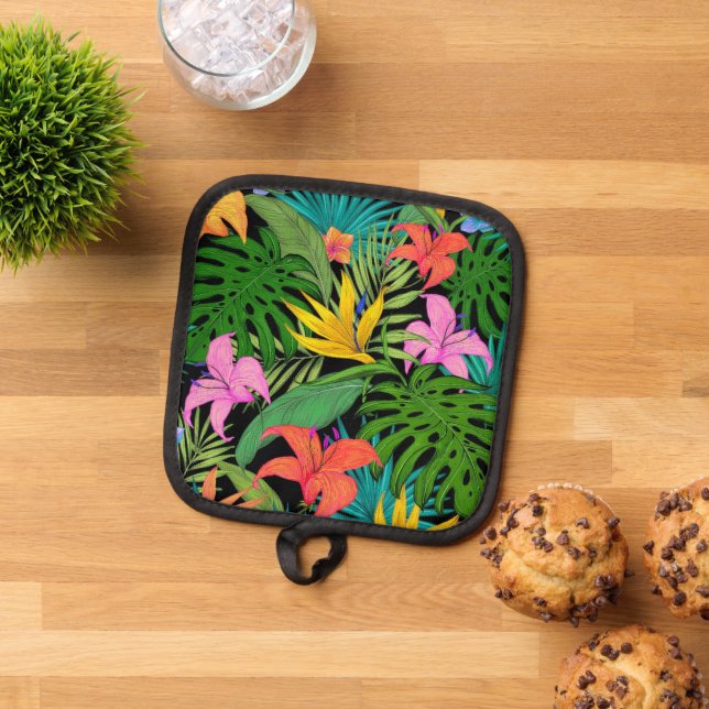 Porta Ollas Flores tropicales verdes (De arriba hacia abajo)