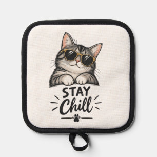 Porta Ollas Gafas de sol Stay Chill Cat – Diseño de amante de