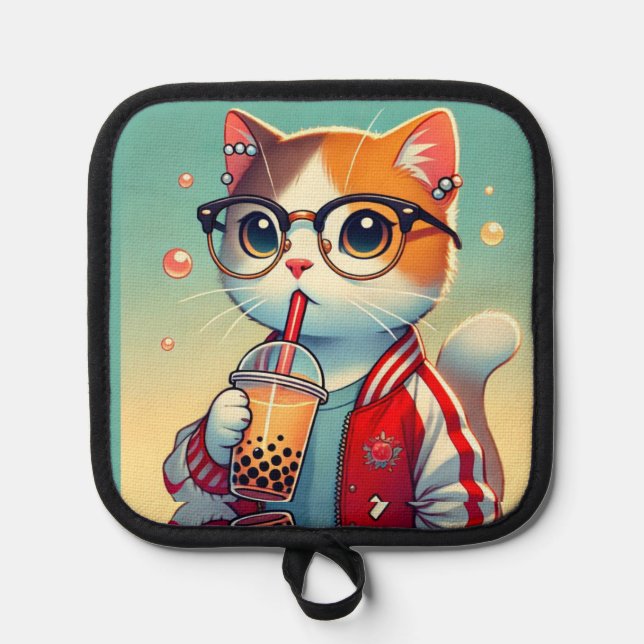 PORTA OLLAS GATO CON BOBA (Anverso)