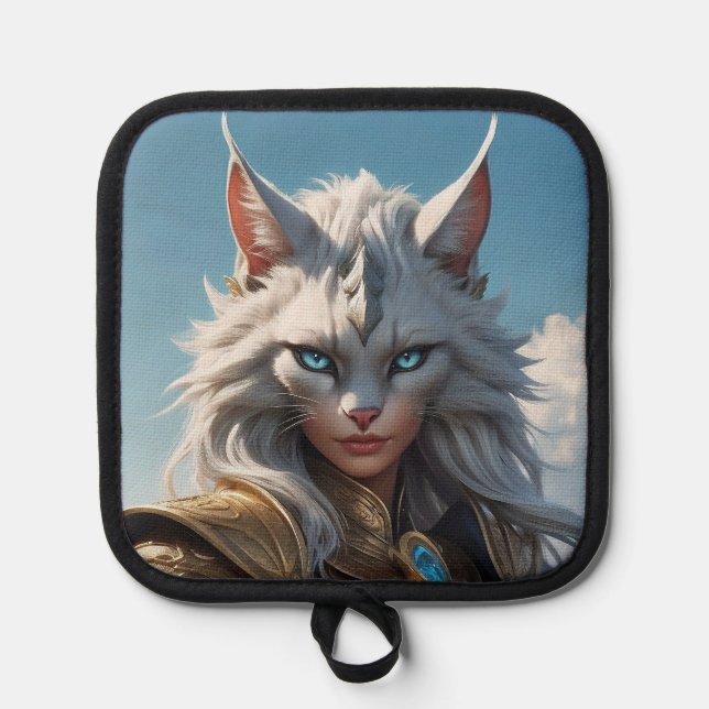 Porta Ollas Gato de ojos azules malvados (Anverso)