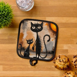 Porta Ollas Gato Grande Gato Pequeño Halloween 