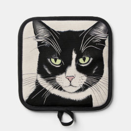 Porta Ollas Gato negro con actitud de gato