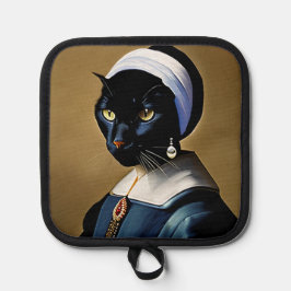 Porta Ollas Gato negro en pintura de Pearl Earring