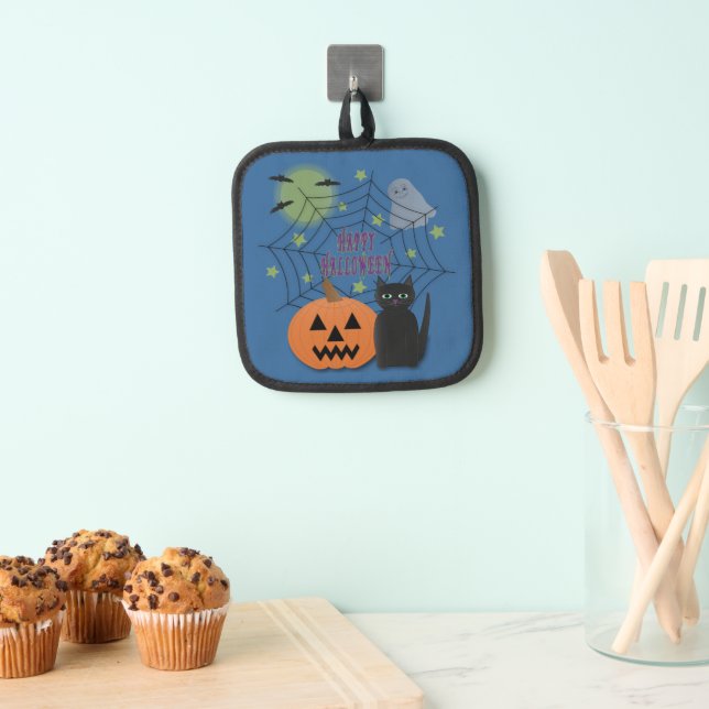 Porta Ollas Gato negro y calabaza no asusta Halloween (Insitu (colgante))