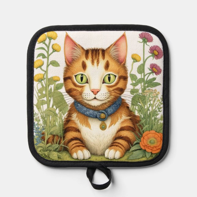 Porta Ollas Ginger Kitty y Flowers (Anverso)